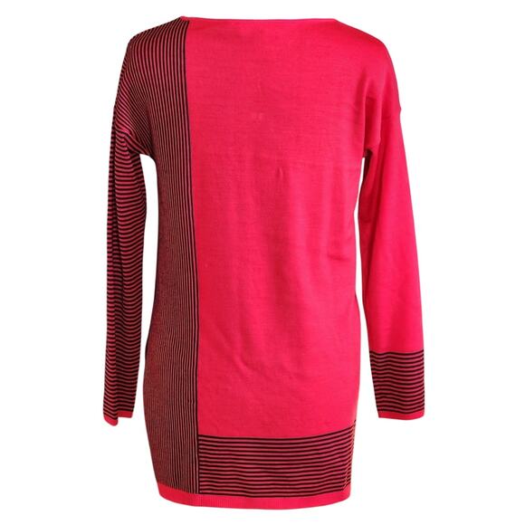 St. John Red & Black Abstract Striped Sweater, Size P - Picture 2 of 6